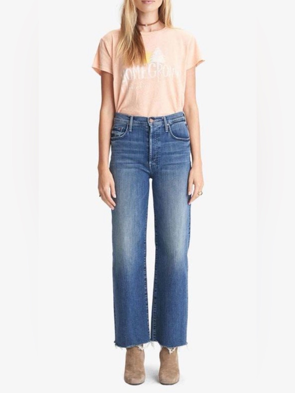 MOTHER Denim Women’s The Rambler Ankle Fray In Groovin Size 28
